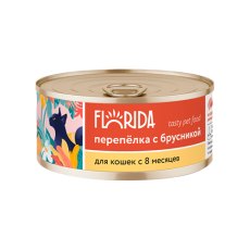 Florida / Влажный корм Консервы Флорида для кошек Перепёлка с брусникой (цена за упаковку)