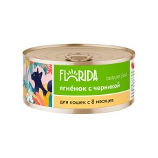 Florida / Влажный корм Консервы Флорида для кошек Ягненок с черникой (цена за упаковку)