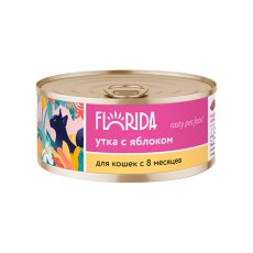Florida / Влажный корм Консервы Флорида для кошек Утка с яблоком (цена за упаковку)