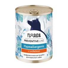 Florida Preventive Line Hypoallergenic / Влажный корм Консервы Флорида для собак при Пищевой аллергии с Индейкой (цена за упаковку)