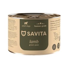 Savita / Влажный корм Консервы Савита для собак Ягненок с зеленым горошком (цена за упаковку)