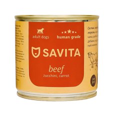 Savita / Влажный корм Консервы Савита для собак Говядина с кабачком и морковью (цена за упаковку)