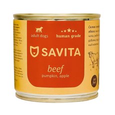 Savita / Влажный корм Консервы Савита для собак Говядина с тыквой и яблоком (цена за упаковку)