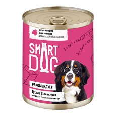 Smart Dog / Консервы Смарт Дог для взрослых собак и щенков Кусочки Ягненка в нежном соусе (цена за упаковку)