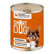 Smart Dog / Консервы Смарт Дог для взрослых собак и щенков Кусочки Индейки с перепелкой в нежном соусе (цена за упаковку)