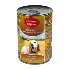 Родные Корма / Консервы для собак Говядина с овощами по-Казацки (цена за упаковку)