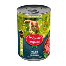 Родные Корма / Консервы для кошек с Кроликом кусочки в соусе по-Липецки (цена за упаковку)