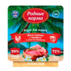Родные Корма / Влажный корм Филе Курицы с тунцом в желе для кошек (цена за упаковку)