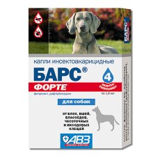 АгроВетЗащита Барс Форте / Капли Инсектоакарицидные для собак от блох, вшей, власоедов, чесоточных и иксодовых клещей