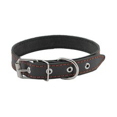 Homepet / Ошейник Хоумпет для собак Кожаный простроченный Черный