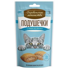 Деревенские лакомства / Подушечки для кошек с пюре из Лосося Деревенские лакомства / Подушечки для кошек с пюре из Лосося