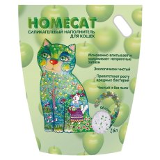 Homecat / Силикагелевый наполнитель Хоумкэт для кошачьего туалета аромат Яблоко Homecat / Силикагелевый наполнитель Хоумкэт для кошачьего туалета аромат Яблоко