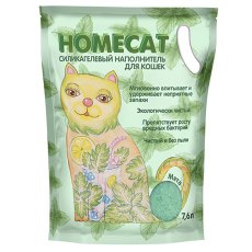 Homecat / Силикагелевый наполнитель Хоумкэт для кошачьего туалета аромат Мята Homecat / Силикагелевый наполнитель Хоумкэт для кошачьего туалета аромат Мята