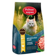 Родные Корма / Сухой корм для взрослых кошек с Курицей и ягодами