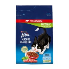FELIX МЯСНОЕ ОБЪЕДЕНИЕ / Сухой корм Пурина Феликс Мясное объедение для взрослых кошек с говядиной