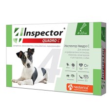 Inspector Quadro С / Капли Инспектор от Внешних и Внутренних паразитов для собак весом от 4 до 10 кг