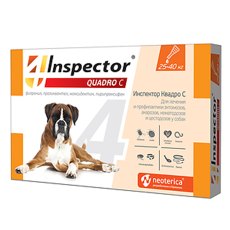 Inspector Quadro С / Капли Инспектор от Внешних и Внутренних паразитов для собак весом от 25 до 40 кг