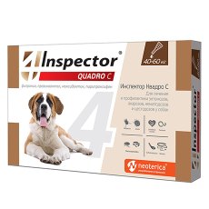 Inspector Quadro С / Капли Инспектор от Внешних и Внутренних паразитов для собак весом от 40 до 60 кг