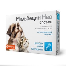 Мильбецин Нео спот-он Капли антигельминттные для кошек и собак до 4 кг Мильбецин Нео спот-он Капли антигельминттные для кошек и собак до 4 кг