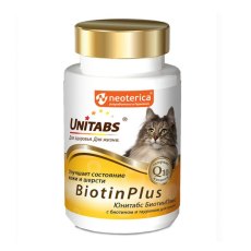 Unitabs BiotinPlus с Q10 / Витаминно-минеральный комплекс Юнитабс для кошек с Биотином и Таурином