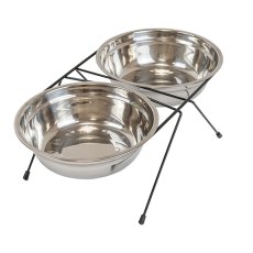 Homepet / Миска Хоумпет для домашних животных Металлическая двойная на подставке Homepet / Миска Хоумпет для домашних животных Металлическая двойная на подставке
