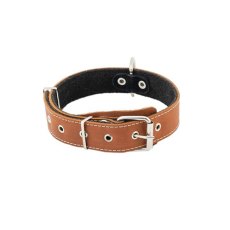 Homepet / Ошейник Хоумпет для собак Кожаный с Язычком на фетре простроченный Коричневый