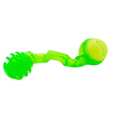 Homepet TPR / Игрушка Хоумпет для собак Гантель с пищалкой и отверстями для лакомств