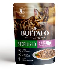 Mr.Buffalo Sterilized Turkey / Паучи Мистер Бафало для Стерилизованных кошек Индейка в соусе (цена за упаковку)