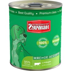 Четвероногий Гурман Мясное ассорти / Консервы для собак с Рубцом (цена за упаковку)