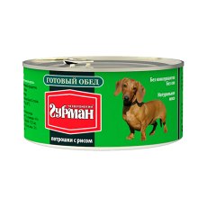 Четвероногий Гурман Готовый обед / Консервы для собак Потрошки с рисом (цена за упаковку)
