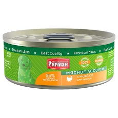 Четвероногий Гурман Мясное ассорти / Консервы для Щенков с Индейкой (цена за упаковку)