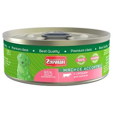 Четвероногий Гурман Мясное ассорти / Консервы для Щенков с Сердцем (цена за упаковку)