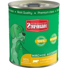 Четвероногий Гурман Мясное ассорти / Консервы для собак с Потрошками (цена за упаковку)
