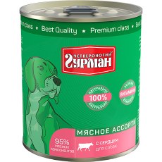 Четвероногий Гурман Мясное ассорти / Консервы для собак с Сердцем (цена за упаковку)