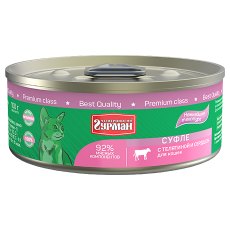 Четвероногий Гурман / Консервы для кошек Суфле с Телятиной и сердцем (цена за упаковку)