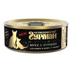 Четвероногий Гурман Golden Line / Консервы Золотая линия для кошек и Котят Мусс с Курицей (цена за упаковку)