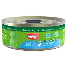 Четвероногий Гурман Мясное ассорти / Консервы для Щенков с Перепелкой (цена за упаковку)