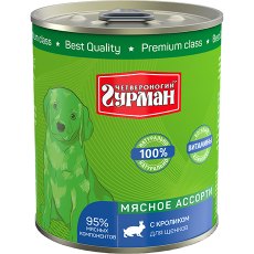 Четвероногий Гурман Мясное ассорти / Консервы для Щенков с Кроликом (цена за упаковку) Четвероногий Гурман Мясное ассорти / Консервы для Щенков с Кроликом (цена за упаковку)