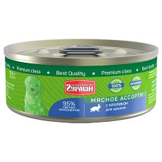 Четвероногий Гурман Мясное ассорти / Консервы для Щенков с Кроликом (цена за упаковку)