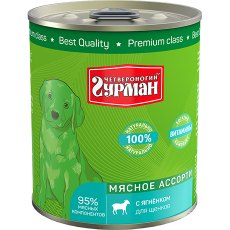 Четвероногий Гурман Мясное ассорти / Консервы для Щенков с Ягненком (цена за упаковку)