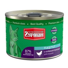 Четвероногий Гурман / Консервы для кошек Паштет с Куриной печенью (цена за упаковку)
