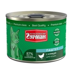Четвероногий Гурман / Консервы для кошек Паштет с Курицей (цена за упаковку)