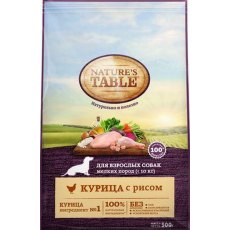 Natures Table / Сухой корм Нейчерс Тейбл для взрослых собак Мелких пород Курица с рисом