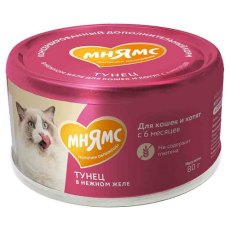 Мнямс Влажный корм для кошек и котят старше 6 месяцев Тунец в нежном желе (цена за упаковку)