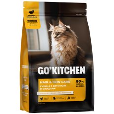 GO KITCHEN Hair+Skin Care Chicken / Cухой корм Гоу Китчен для Котят и кошек всех возрастов свежая Курица Фрукты и Овощи