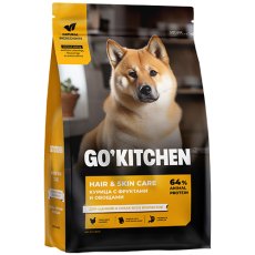 GO KITCHEN Hair+Skin Care Chicken / Сухой корм Гоу Китчен для Щенков и собак всех возрастов свежая Курица Фрукты и Овощи