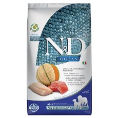 Farmina N&D Ocean Line Adult Medium Maxi Salmon Cod & Cantaloupe Melon Grain free / Сухой Беззерновой корм Фармина для взрослых собак Средних и Крупных пород Лосось Треска и Муксусная дыня