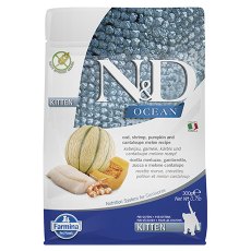 Farmina Kitten N&D Ocean Line Cod Shrimp Pumpkin & Cantaloupe Grain free / Сухой Беззерновой корм Фармина для Котят Треска Креветка Тыква и Мускусная дыня