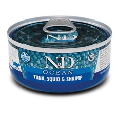 Farmina N&D Ocean Tuna Squid & Shrimp / Консервы Фармина для кошек Тунец Кальмары и Креветки (цена за упаковку)