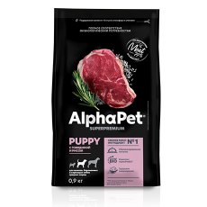 AlphaPet Puppy Superpremium / Сухой корм АльфаПет для Щенков, беременных и кормящих собак Средних пород Говядина рис